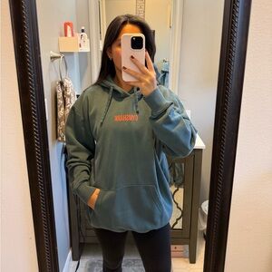 Gymshark Teal Hoodie with Orange Logo